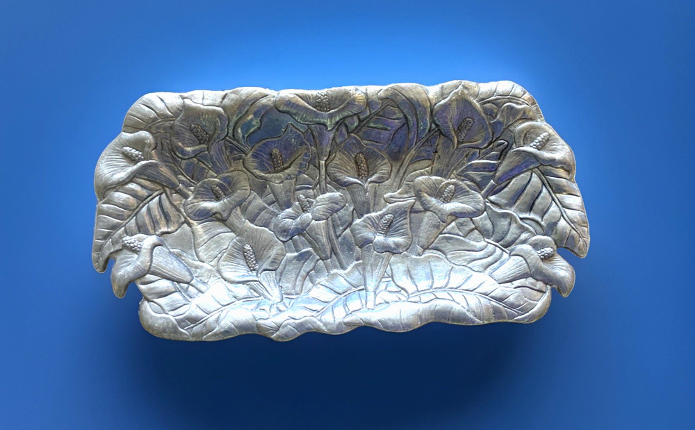 Vintage 1993 Arthur Court Aluminum Floral Calla Lily Decorative Serving Tray
